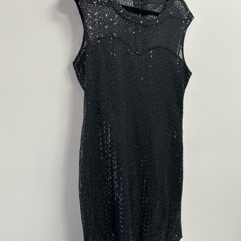 Express Sequence Shimmering Black Mini Dress L - image 4
